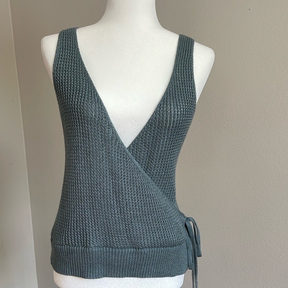 NWT Blue Green Wrap Knit Top Size L